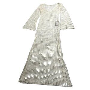 Meshki Murphy Long Sleeve Crochet Maxi Dress - White